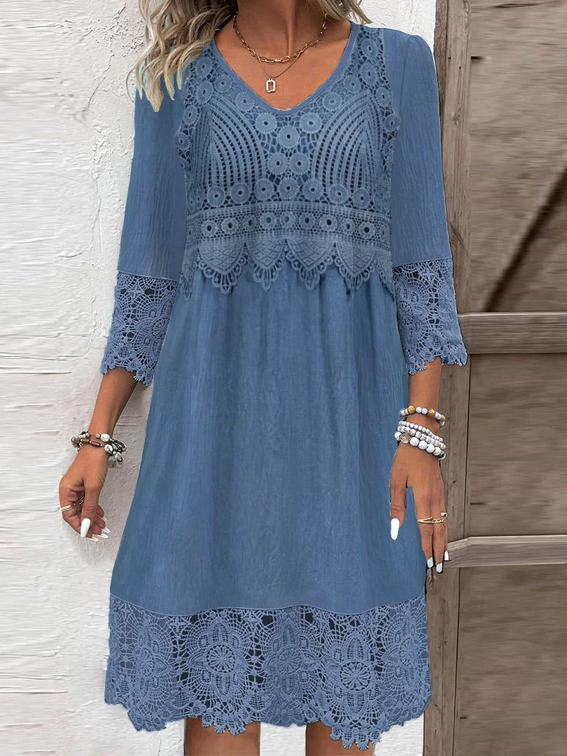 Vestido casual midi holgado liso de mezcla de algodón