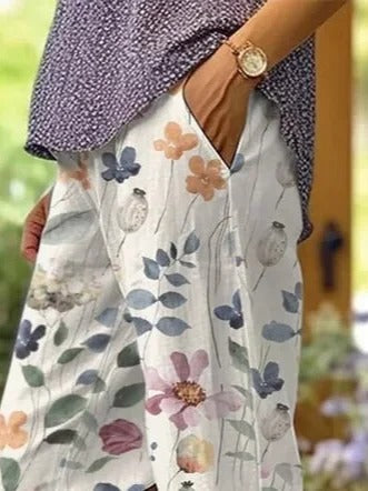 Pantalón casual holgado de flores — foto 2