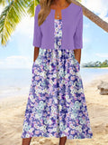Vestido casual midi de dos piezas violeta