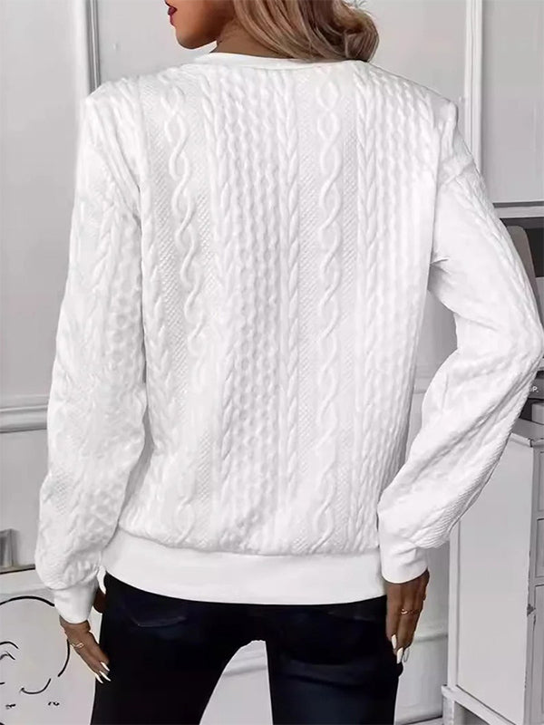 Sudadera casual lisa con cuello redondo y cremallera — foto 2