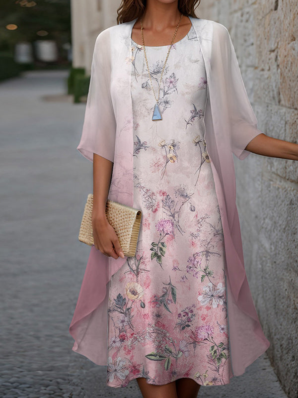Vestido casual midi de dos piezas de flores