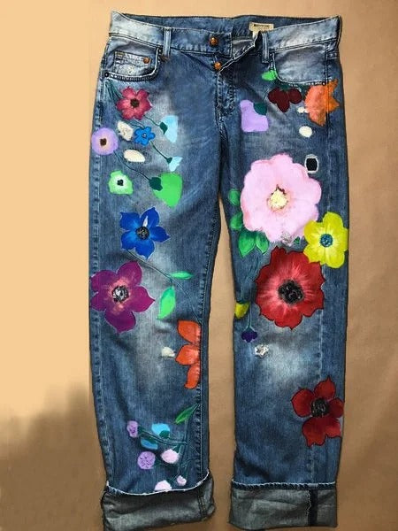 Vaqueros modernos de flores vaqueros