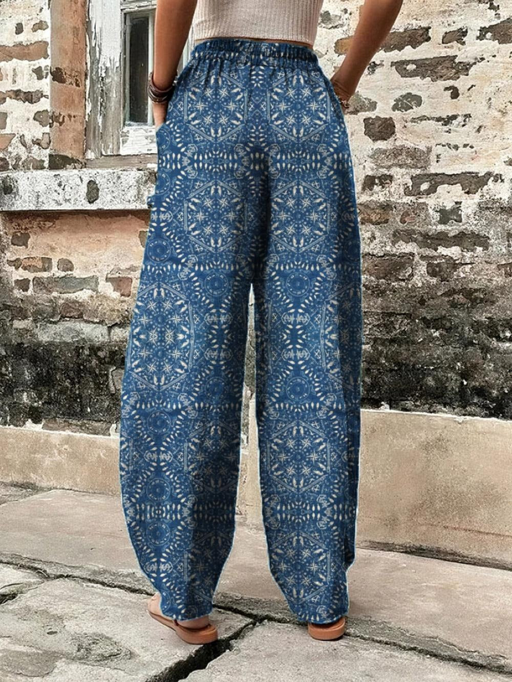 Pantalón casual tipo harén étnico azul — foto 2