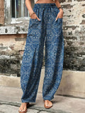 Pantalón casual tipo harén étnico azul