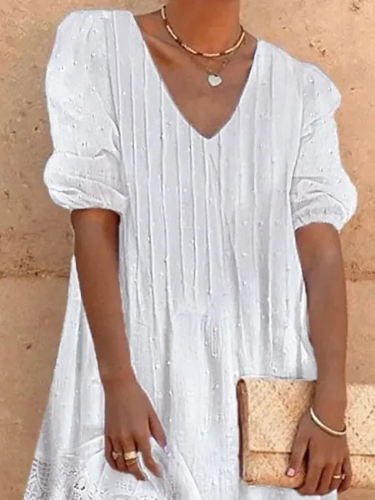 Vestido casual midi liso de algodón — foto 2