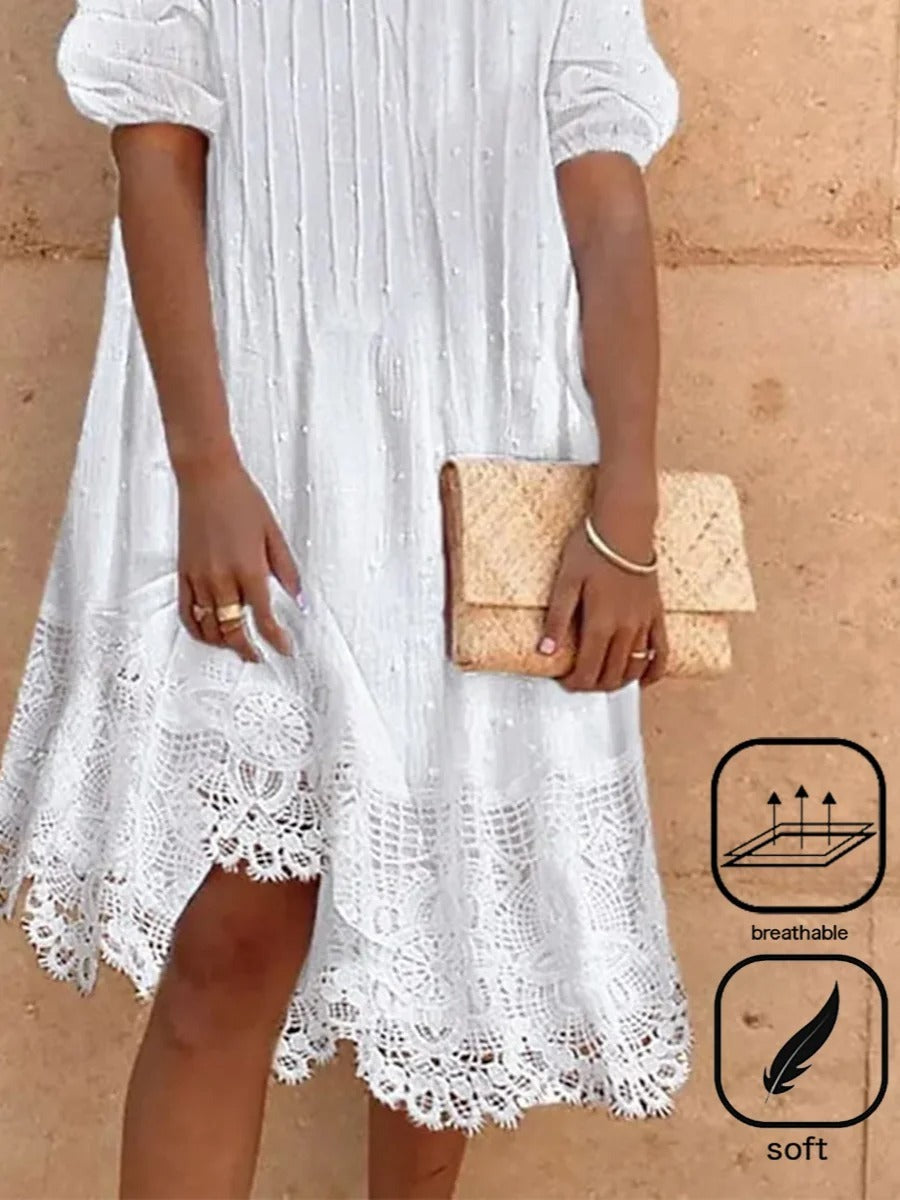 Vestido casual midi liso de algodón — foto 3