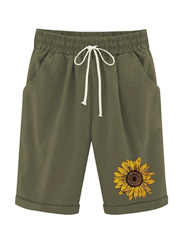 Shorts casual de girasoles con bolsillos — foto 3