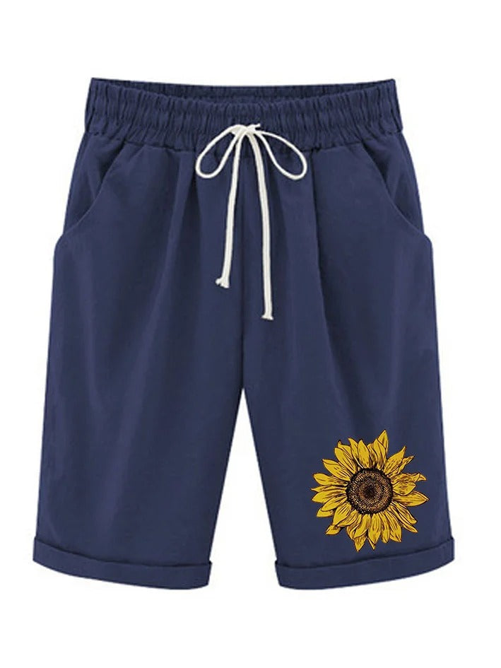 Shorts casual de girasoles con bolsillos — foto 4