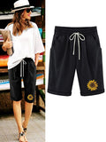 Shorts casual de girasoles con bolsillos