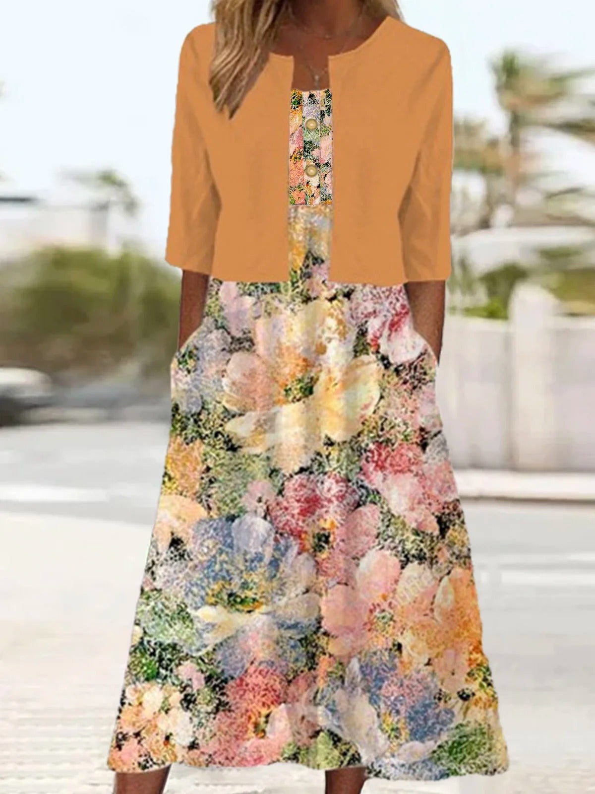 Conjunto casual de dos piezas holgado de flores · Lara