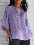 Camisa casual de flores con cuello redondo