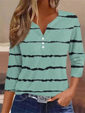 Blusa vintage de rayas verde con escote en pico