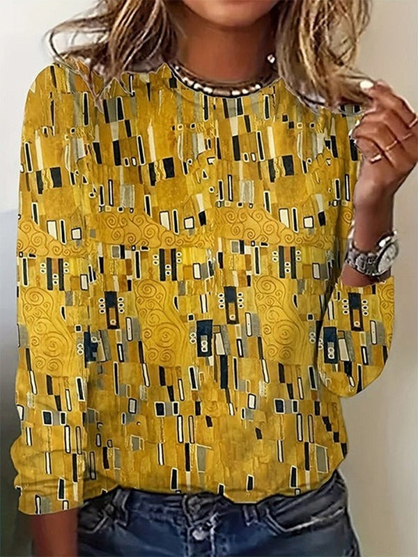 Blusa vintage abstracta amarilla