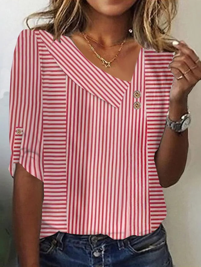 Camisa casual asimétrica de punto con hebilla