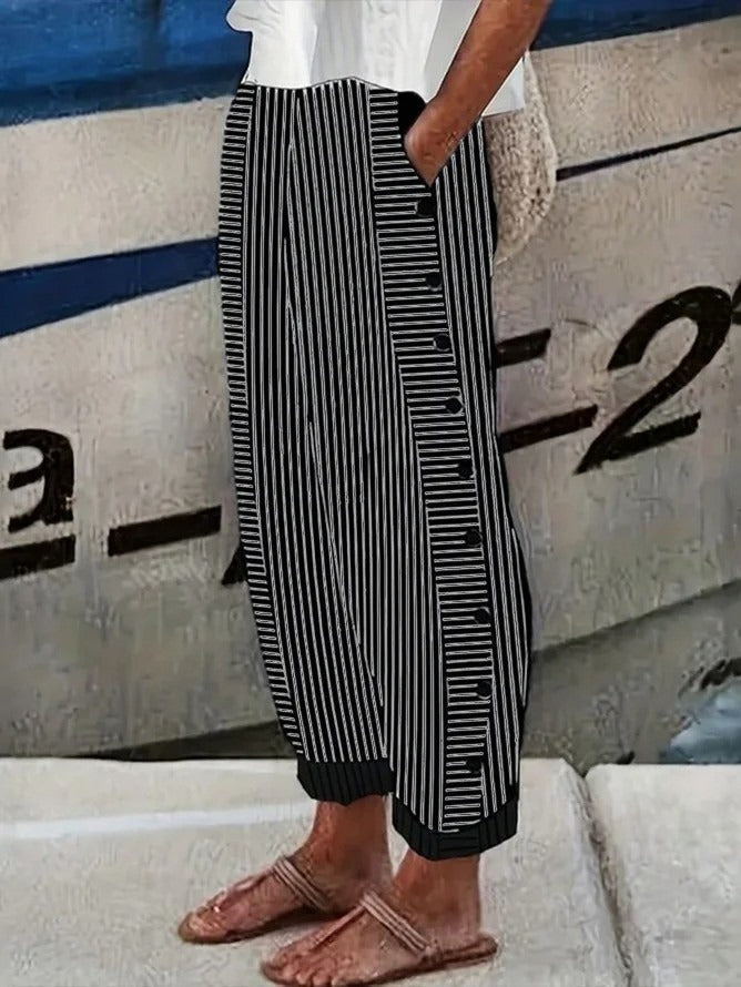 Pantalón casual holgado de rayas