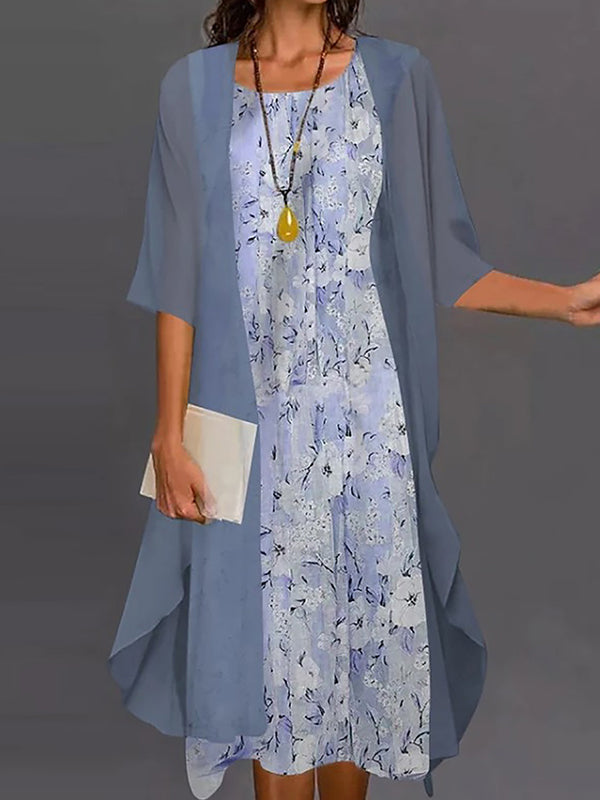 Vestido casual midi de dos piezas de flores · Yara — foto 2