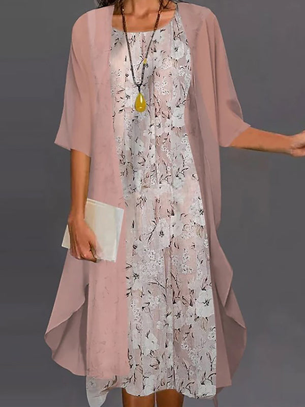 Vestido casual midi de dos piezas de flores · Yara