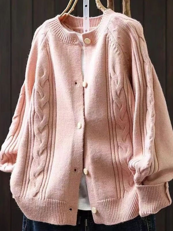 Cárdigan casual holgado liso de punto
