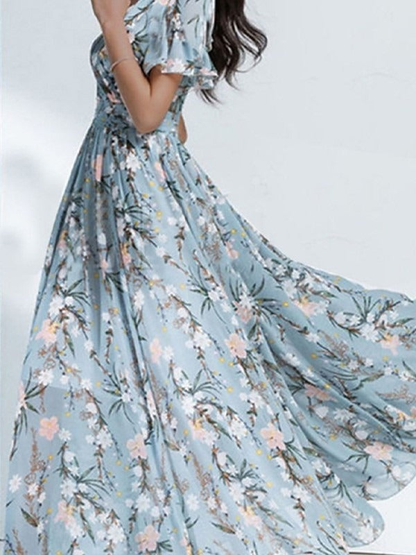 Vestido cómodo midi de flores con escote en pico — foto 2