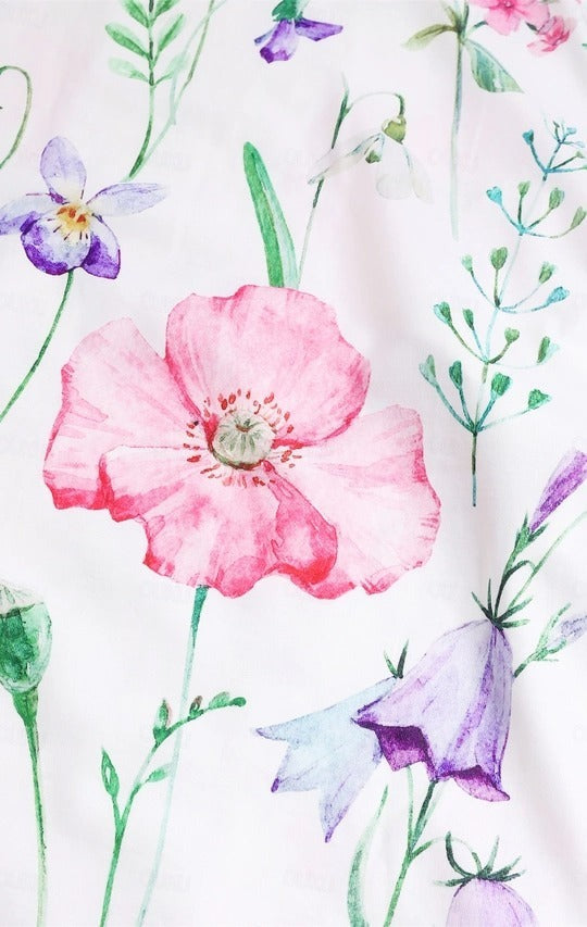 Vestido de dos piezas de flores con escote en pico y manga francesa