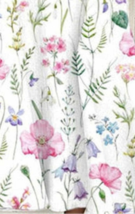 Vestido de dos piezas de flores con escote en pico y manga francesa