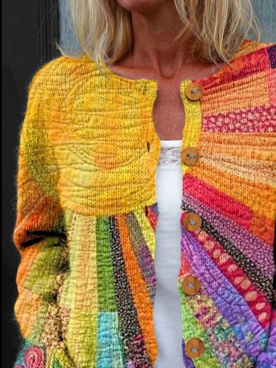 Cárdigan multicolor con botones — foto 2