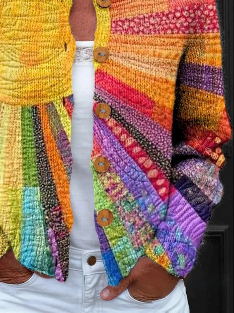Cárdigan multicolor con botones — foto 3