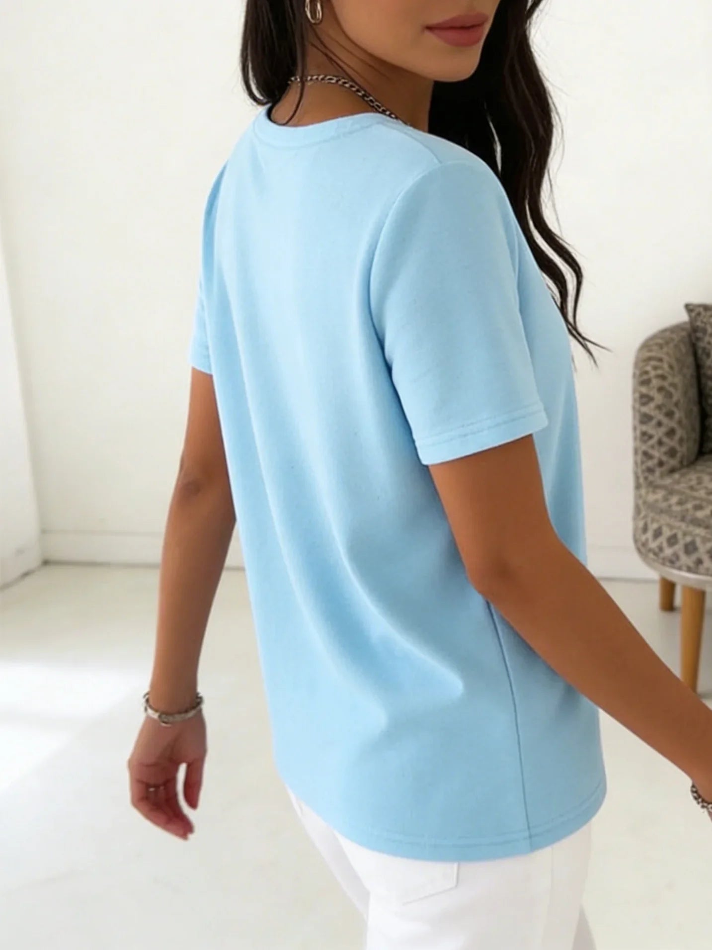 Camisa casual de algodón con manga francesa — foto 6