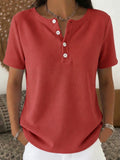 Camisa casual de algodón con manga francesa