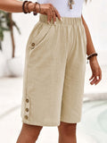 Pantalón elegante holgado liso con bolsillos
