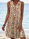 Vestido casual holgado de flores con escote en pico