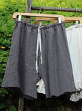 Shorts casual holgados lisos de algodón con cordón ajustable