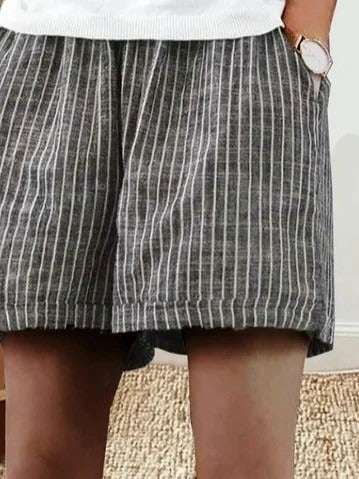 Shorts casual holgados de rayas de algodón — foto 3