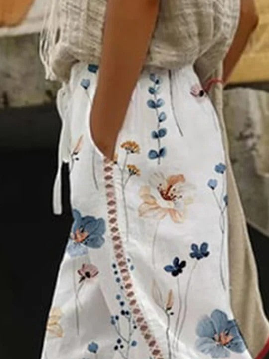 Pantalón casual de flores con cordón ajustable — foto 3