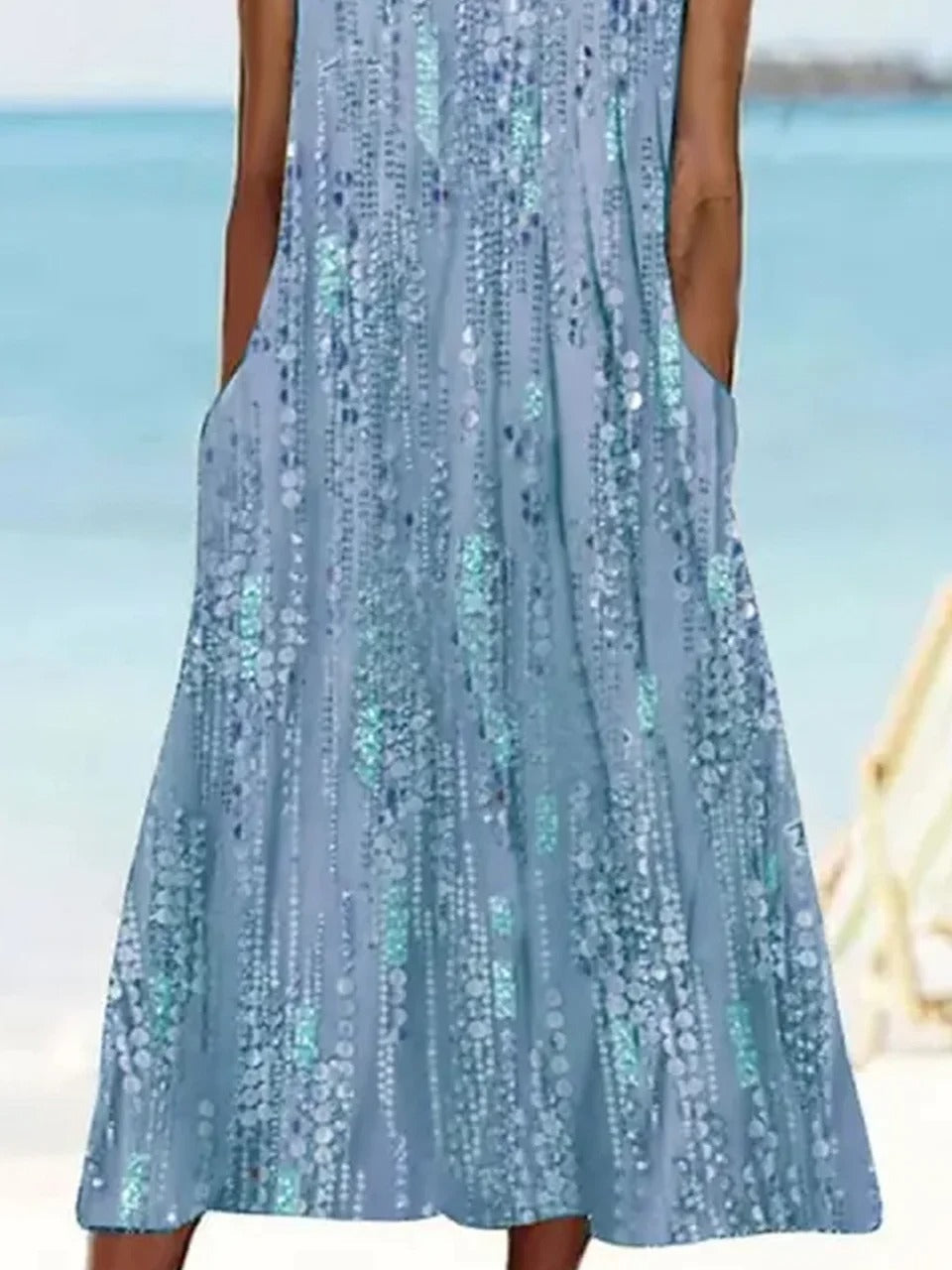 Vestido de playa de corte recto holgado de flores sin mangas — foto 2