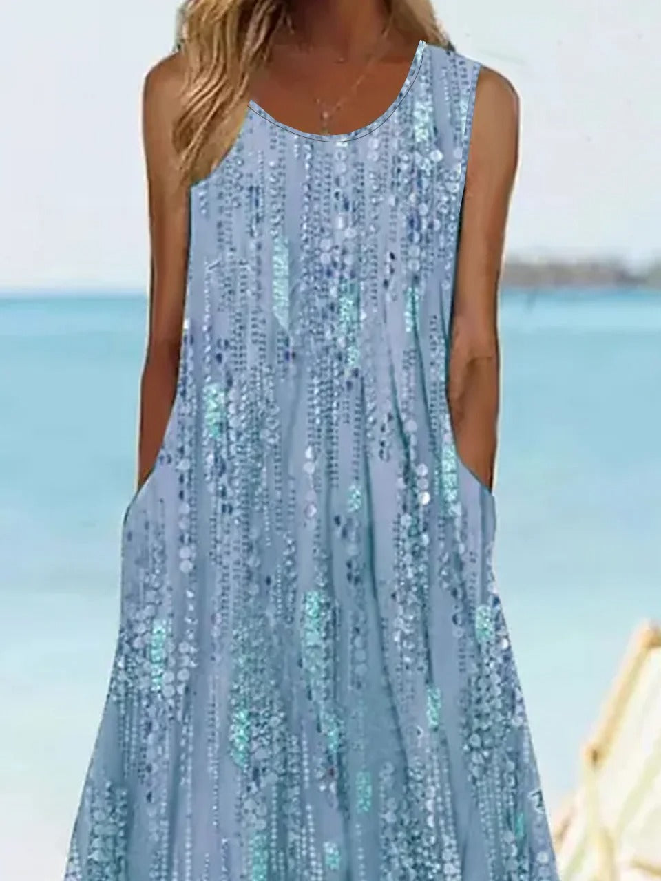 Vestido de playa de corte recto holgado de flores sin mangas — foto 3