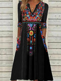 Vestido boho midi con escote en pico