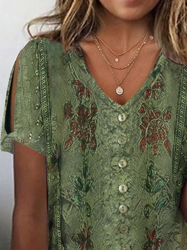 Camisa casual holgada estampada con escote en pico — foto 2