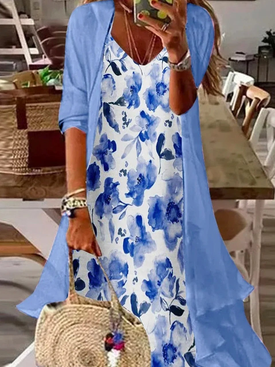 Vestido casual de dos piezas holgado de gasa