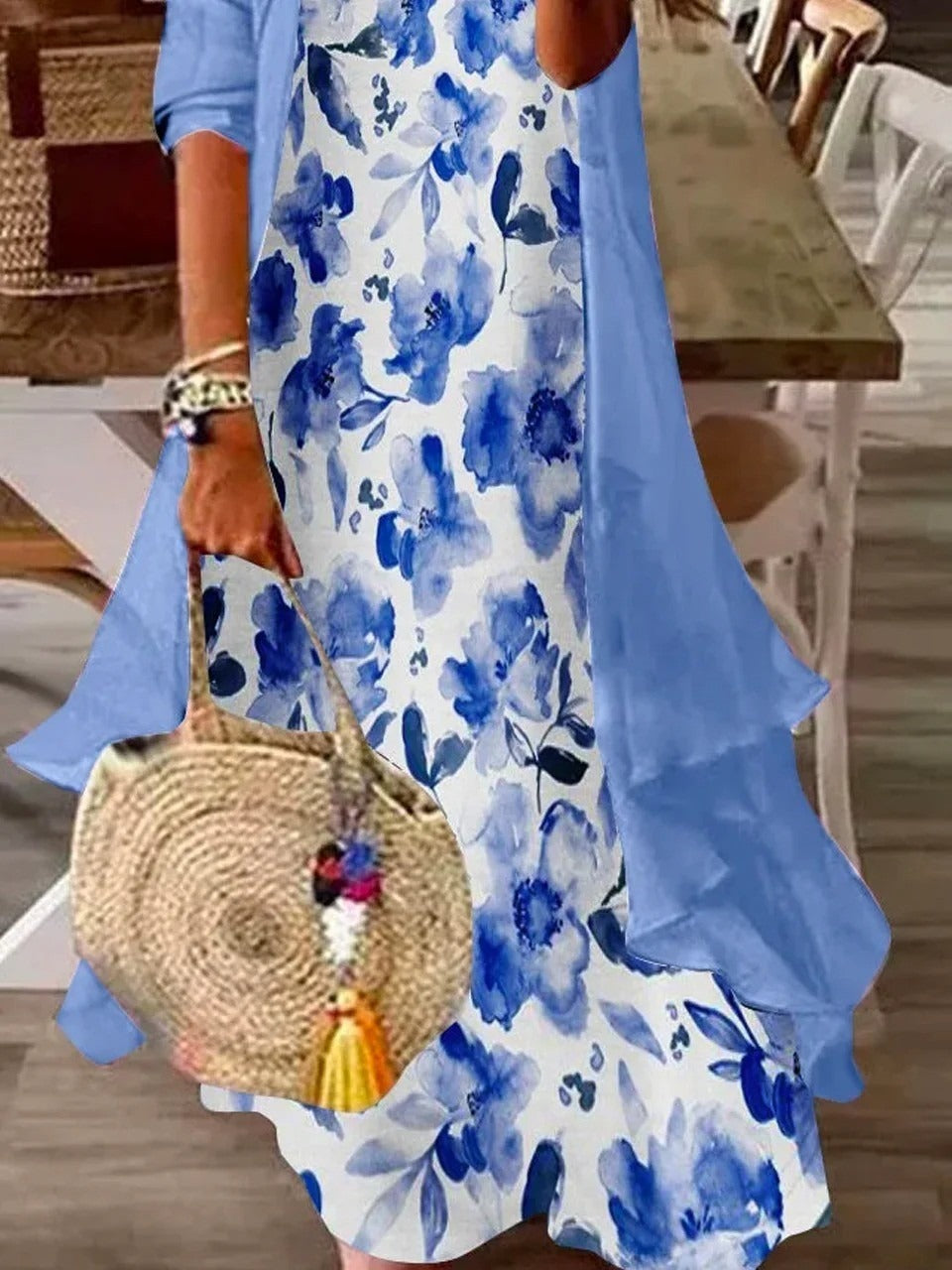 Vestido casual de dos piezas holgado de gasa