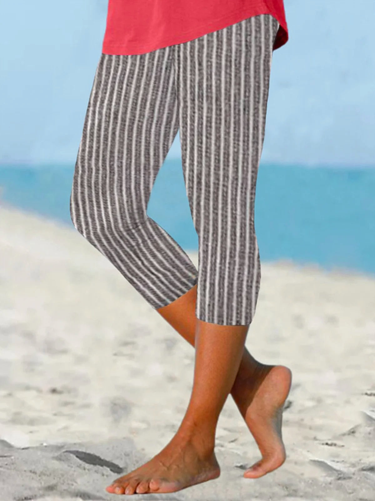 Leggings de playa ajustados de rayas