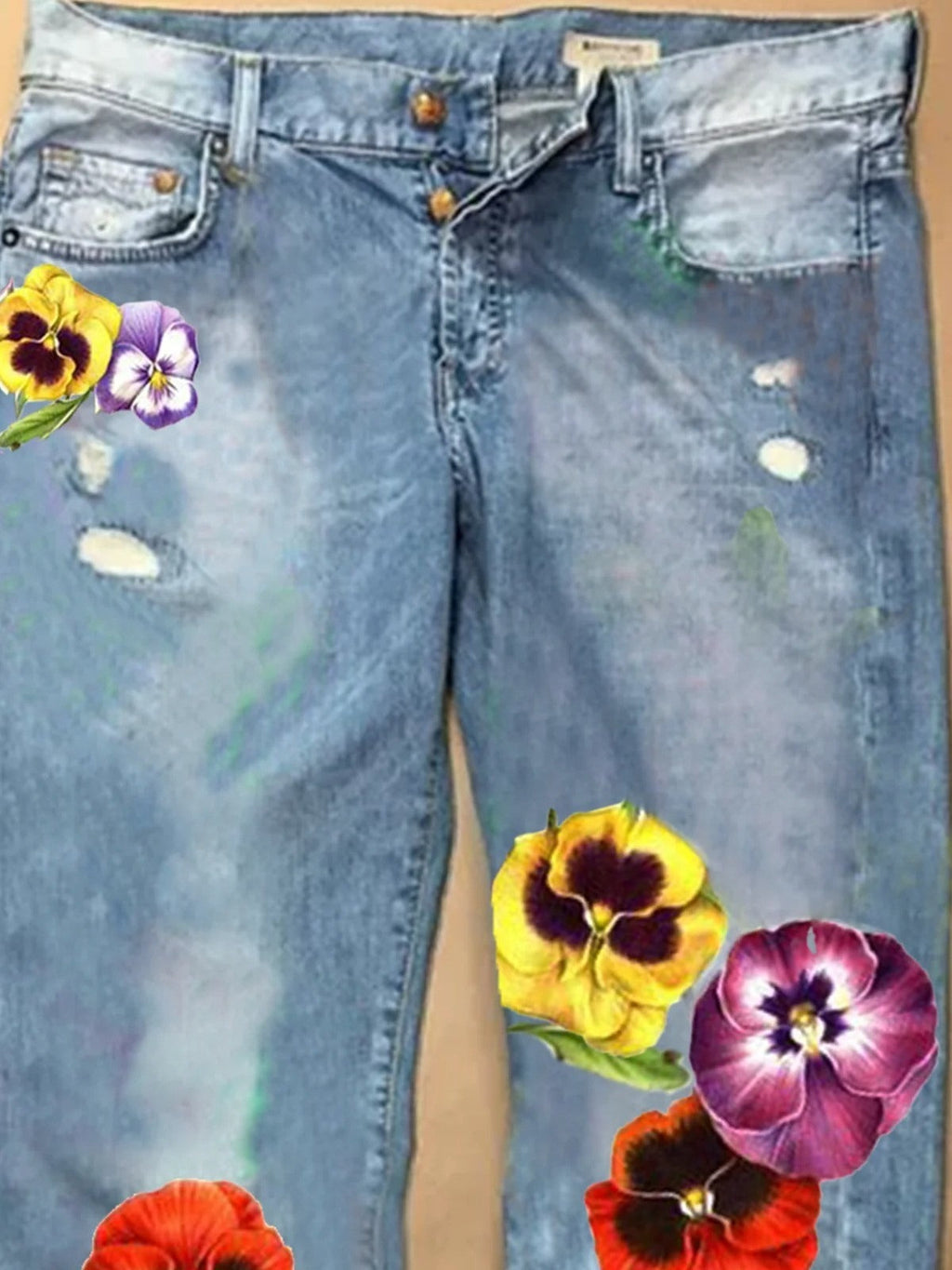 Vaqueros rectos de flores de algodón — foto 2