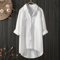 Camisa holgada lisa de algodón con cuello camisero