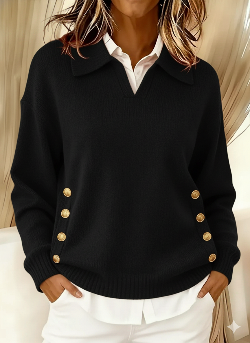 Vicenta Jersey con Cuello Polo y Botones