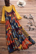 Vestido largo de dos piezas estampado con cuello redondo y manga larga