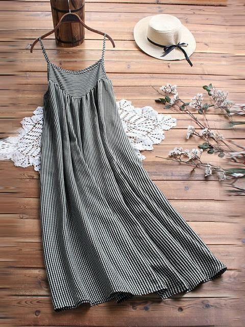 Vestido largo de dos piezas de cuadros con cuello redondo y manga corta