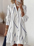 Vestido corto abstracto blanco con manga larga