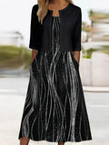 Vestido midi abstracto con chaqueta a juego