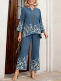 Conjunto de dos piezas de flores azul