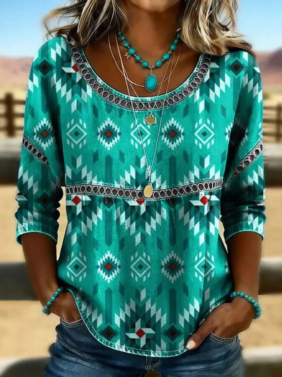 Blusa casual con cuello redondo
